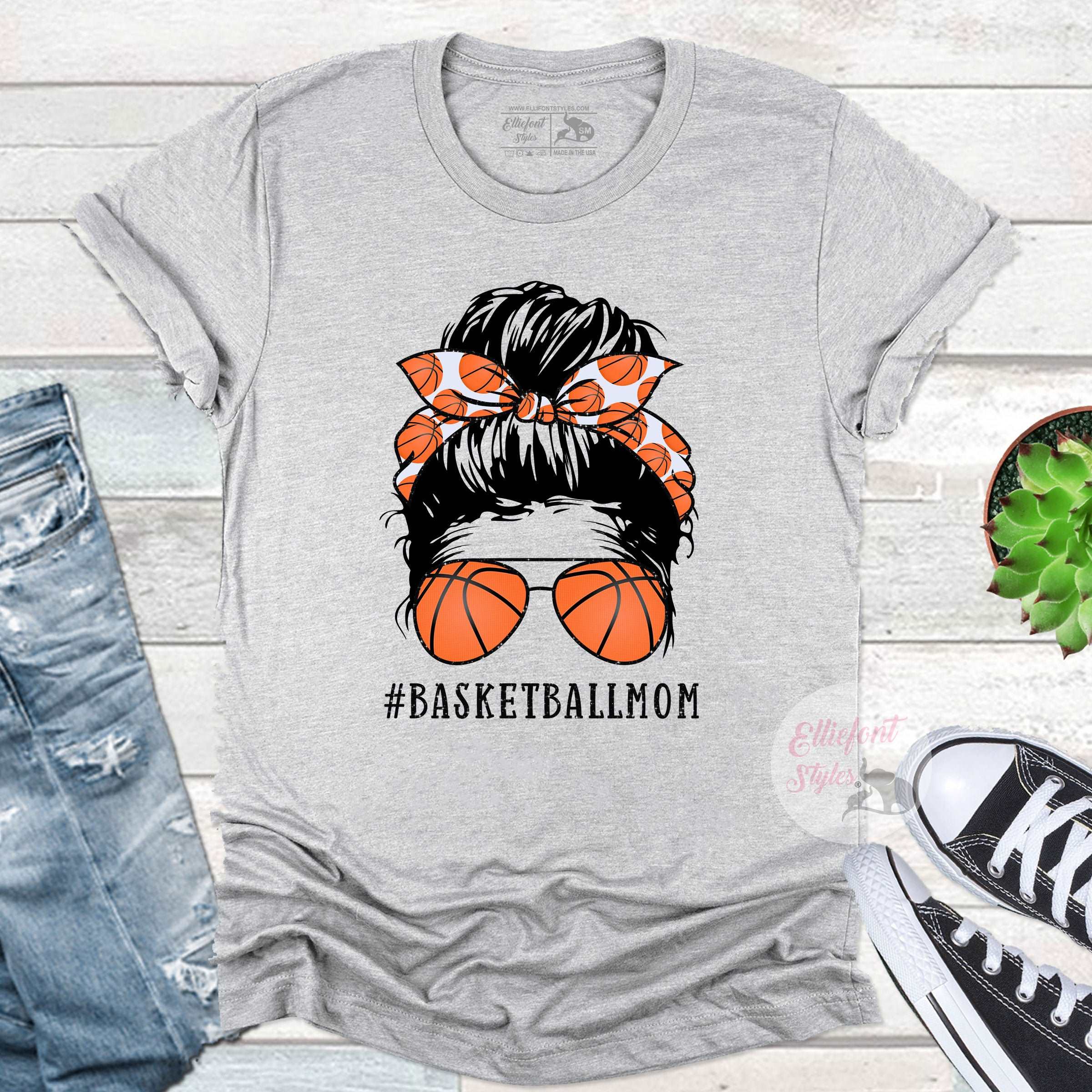 Basketball Mom With Messy Bun Shirt