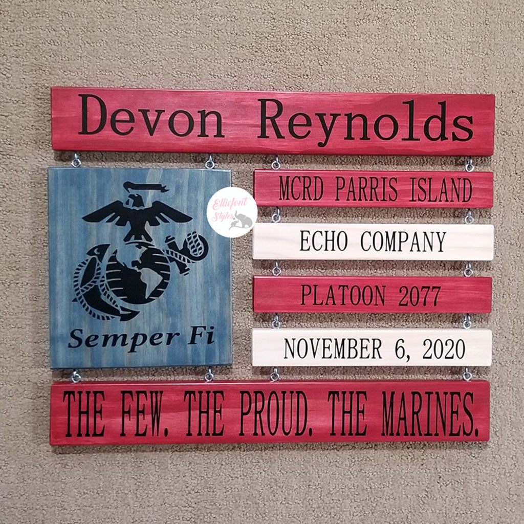 Wooden American flag sign crafted as a military tribute gift