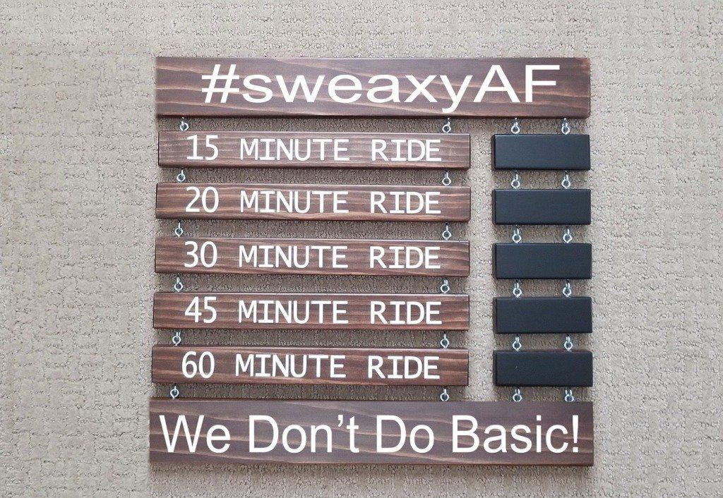 Custom wooden PR board for cyclists to track race times and achievements