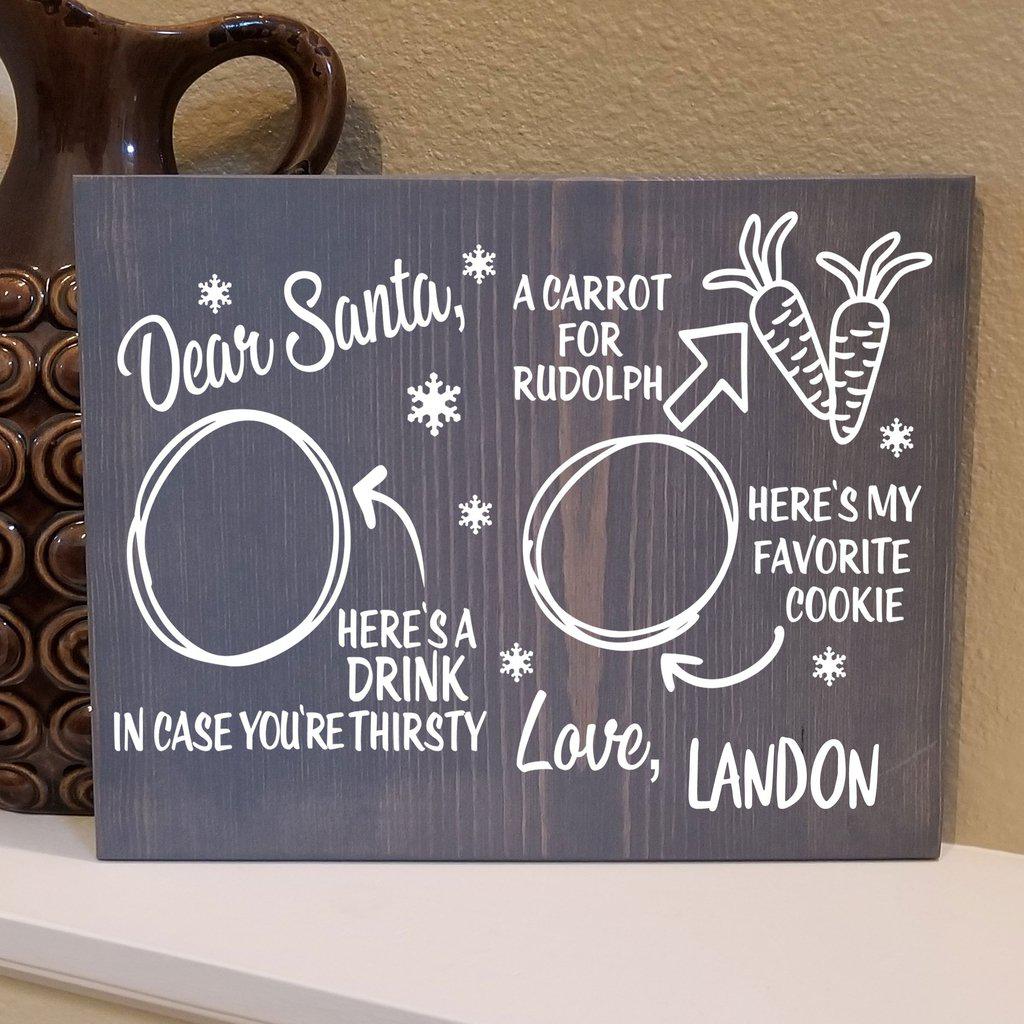 Dear Santa cookie tray personalized with child’s name.