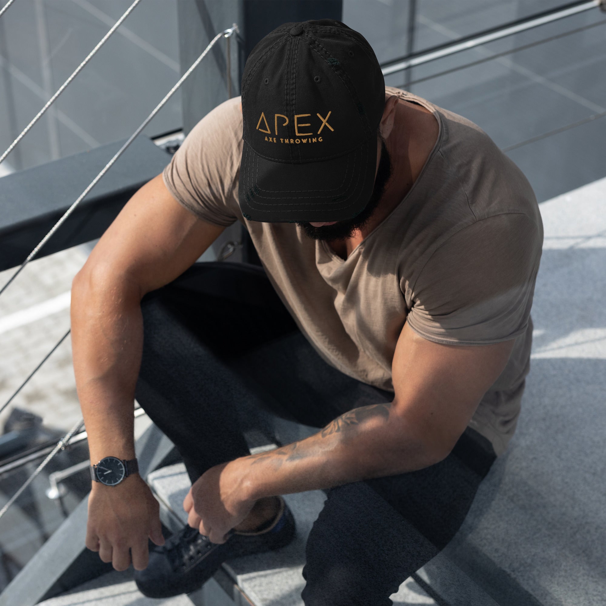 Embroidered Apex Axe Throwing Distressed Dad Hat