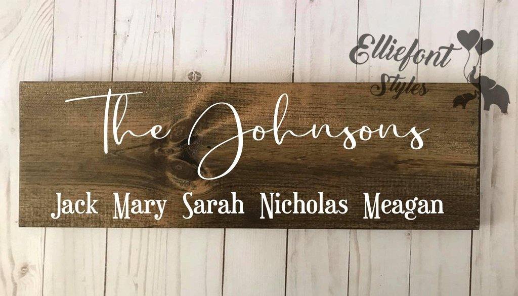Script Family Name Sign Family Name Sign – Elliefont Styles