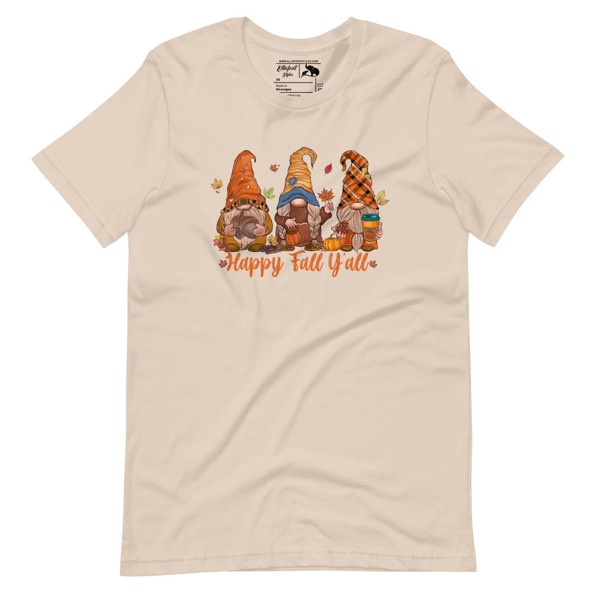 Friendsgiving tee with cute fall gnomes and Happy Fall Y’all text