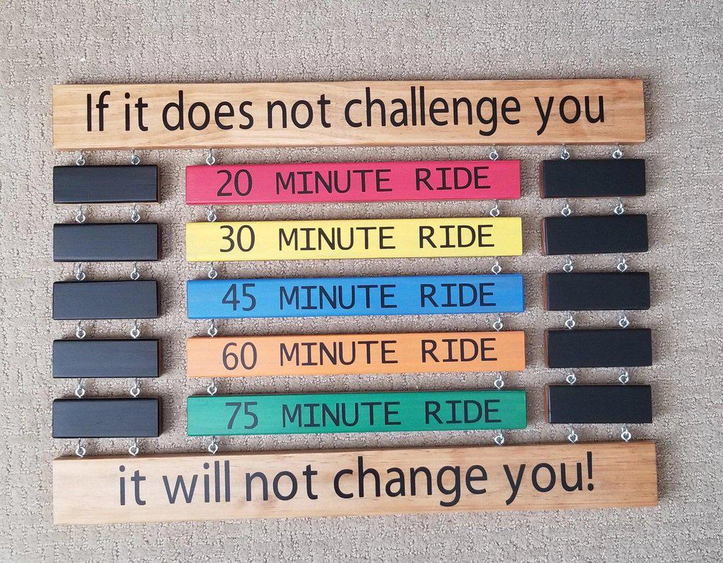 Handcrafted cycling PR tracker sign customized with personal ride stats