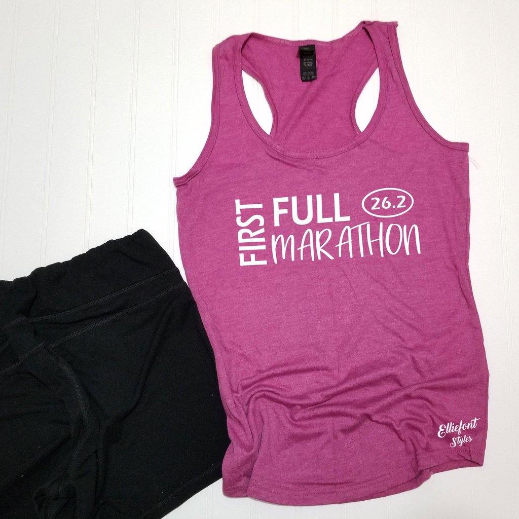 My First Full Marathon 26.2 Racerback Tank Top / Running Shirt / Marathoner / Runner - Elliefont Styles