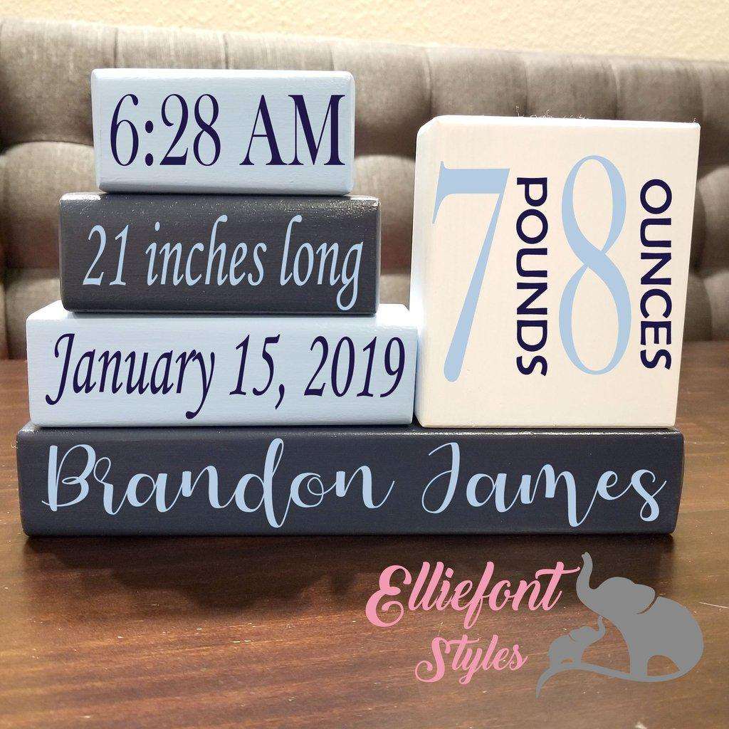 Custom wooden baby blocks used as newborn photo props