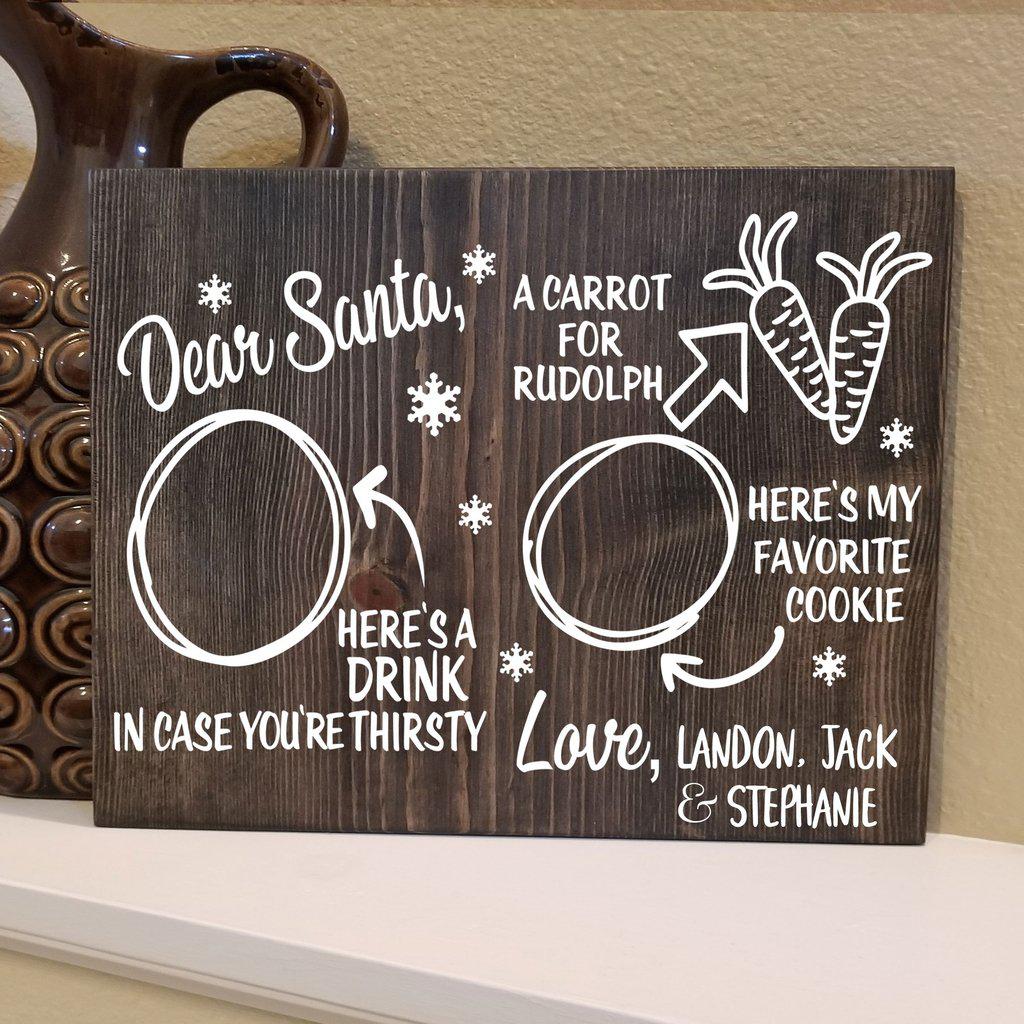 Personalized Christmas Eve cookie plate alternative – Santa wood tray.