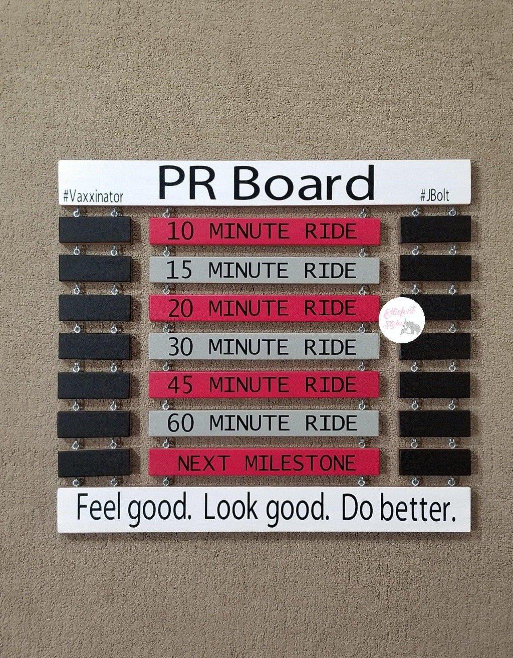 Personalized wall sign for tracking cycling achievements and goals