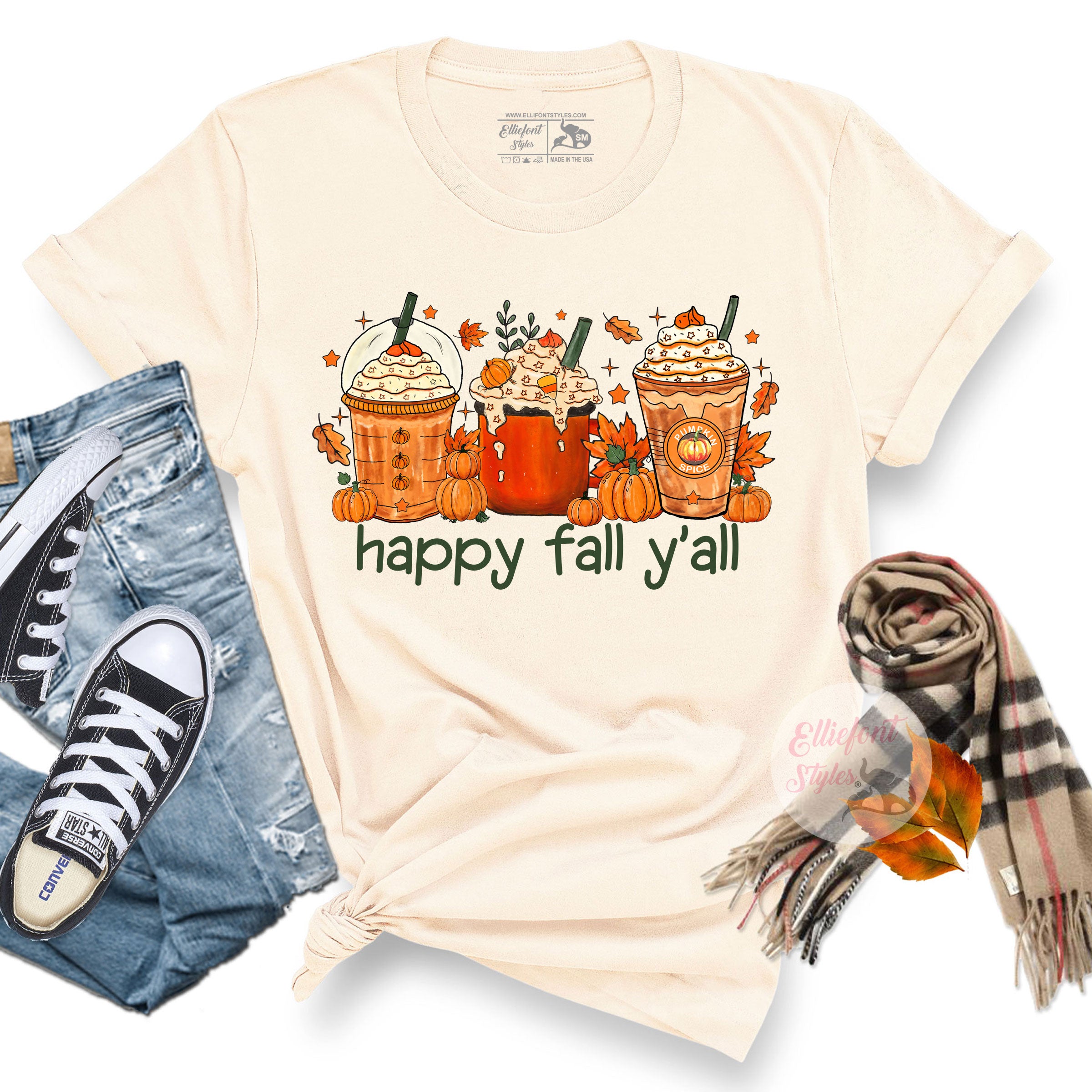 Pumpkin spice latte themed autumn tee for fall fashion lovers