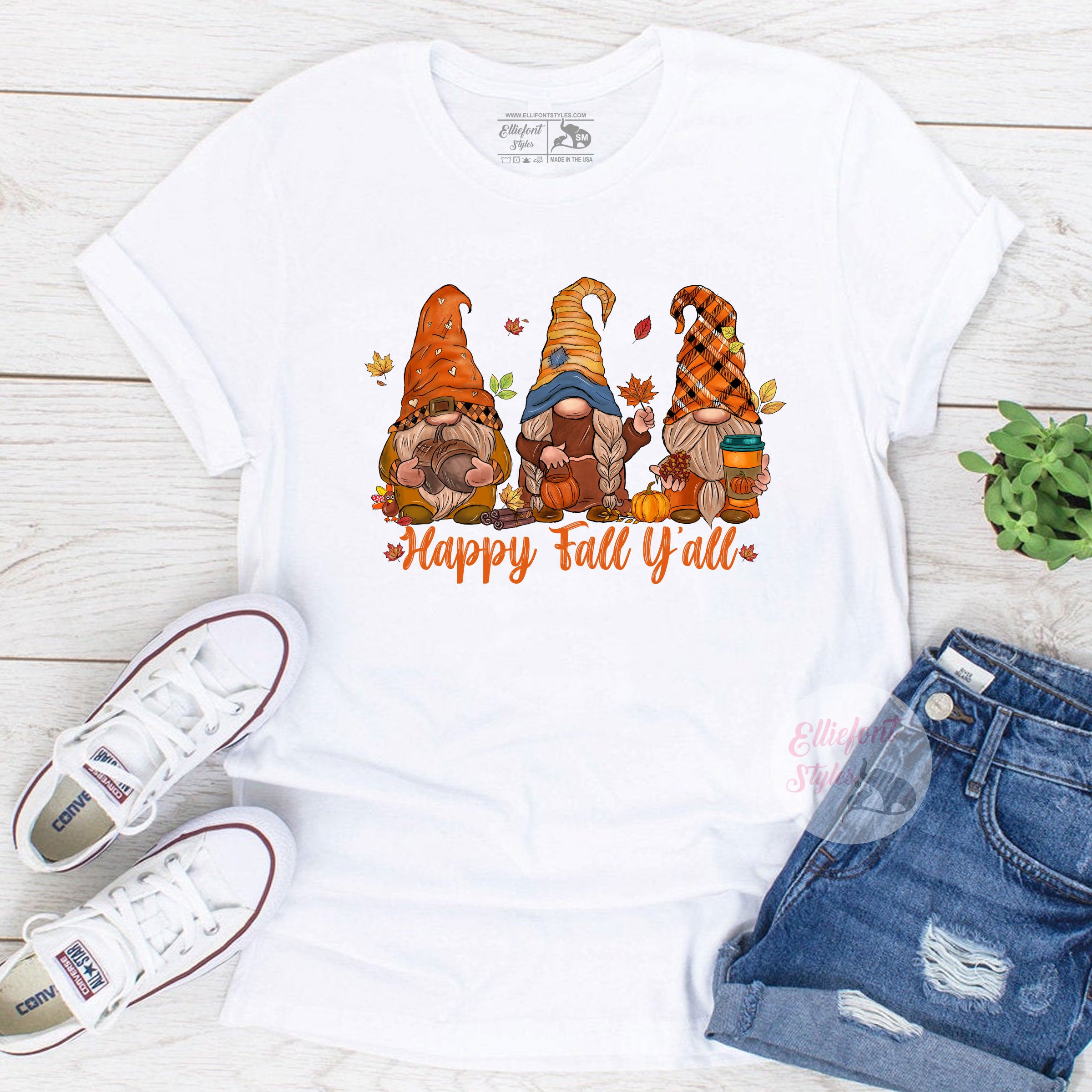 Thanksgiving photo outfit gnome graphic top for festive fall style