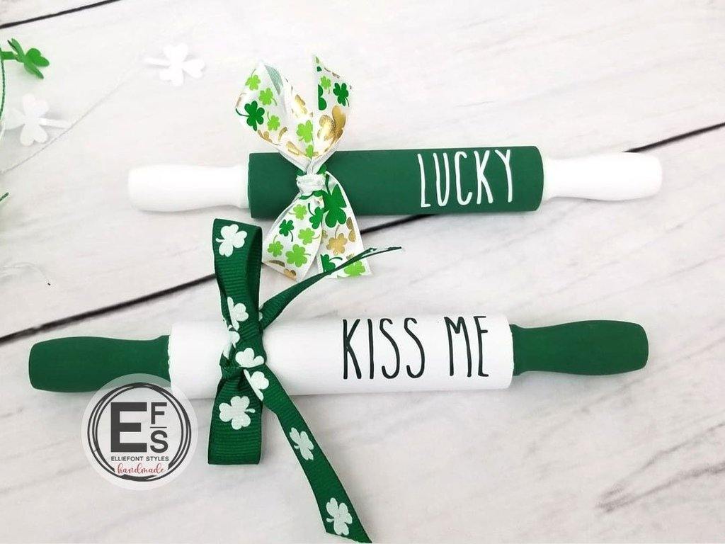 saint patricks day mini rolling pins for tiered trays
