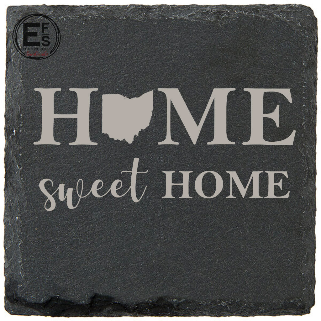 Unique personalized new home gift engraved slate coasters with state customization